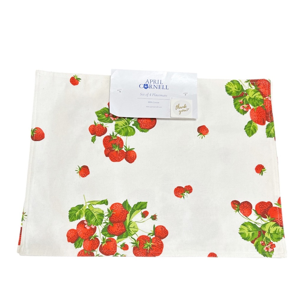 NEW April Cornell STRAWBERRY Design Placemats Set/4